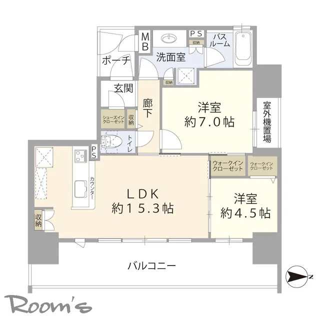 サーパス高崎連雀町 1504号室 間取り図